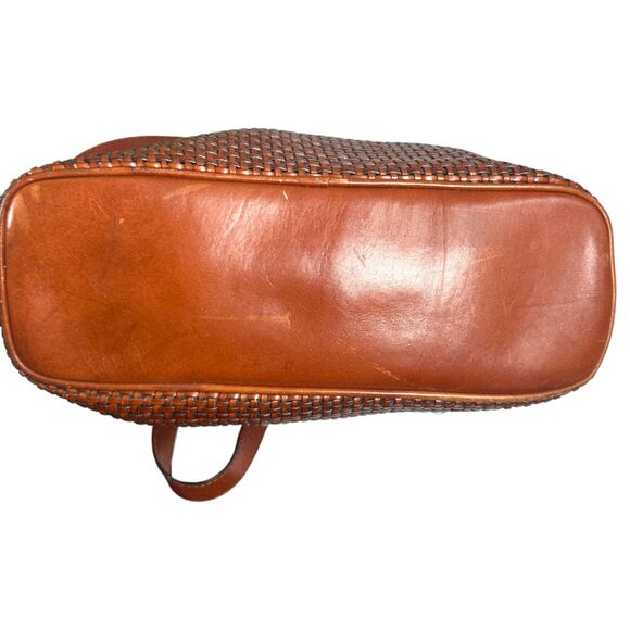 Americana by Sharif Vintage Brown Leather Woven Satchel Purse Handbag - Picture 3 of 7